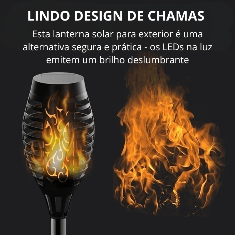 Luminária Balizadora Solar em LED - Solar Flame - Baú Shops