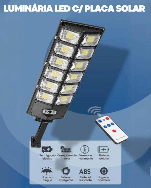 Luminária LED com Placa Solar - Parede ou Poste - Baú Shops