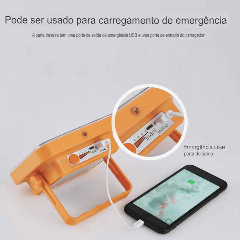 Refletor LED Solar com PowerBank - Acampamento