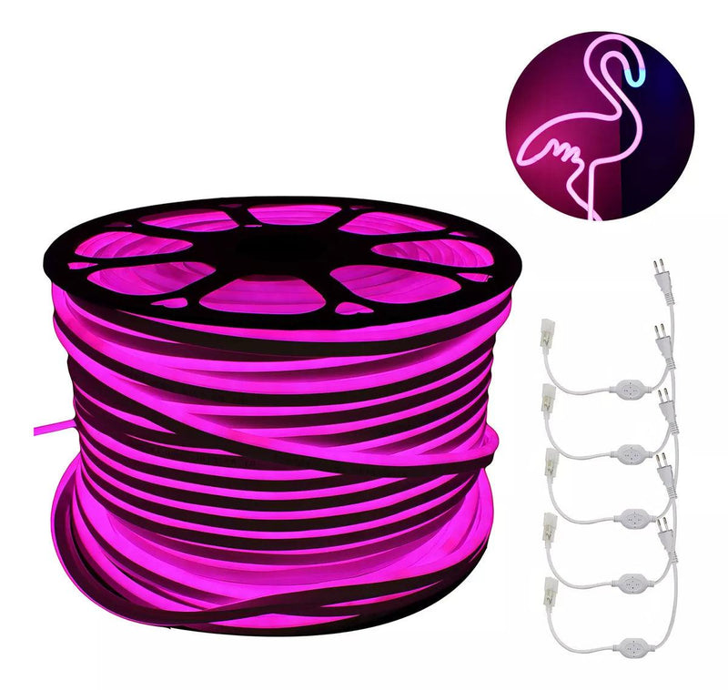 Fita Led Neon Flex Rolo 100 metros 12v Rosa - Baú Shops