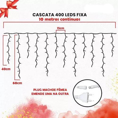 Cascata Fixa LED 10 Metros com 400 Leds Branco Frio Prova D'água - Baú Shops