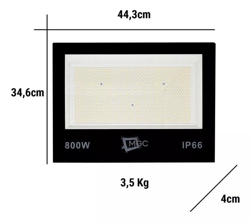 Refletor Holofote de LED 800W Slim Branco Frio - Baú Shops